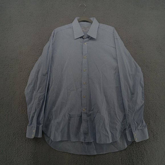 Charles Tyrwhitt Shirt Mens 17 Blue Bengal Stripe Spread Collar Dress Classicore - Picture 1 of 9